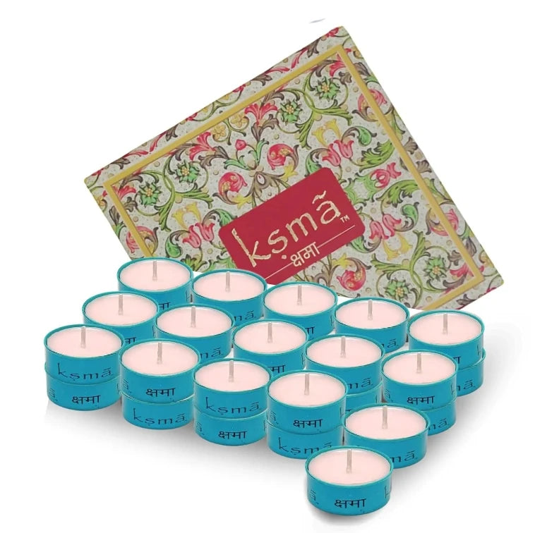 Set of 30 rainwood forest tealight candles with decorative box