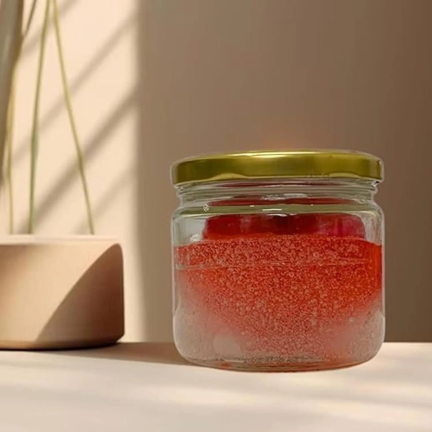 red heart jar candle in glass container aesthetic home decor candle