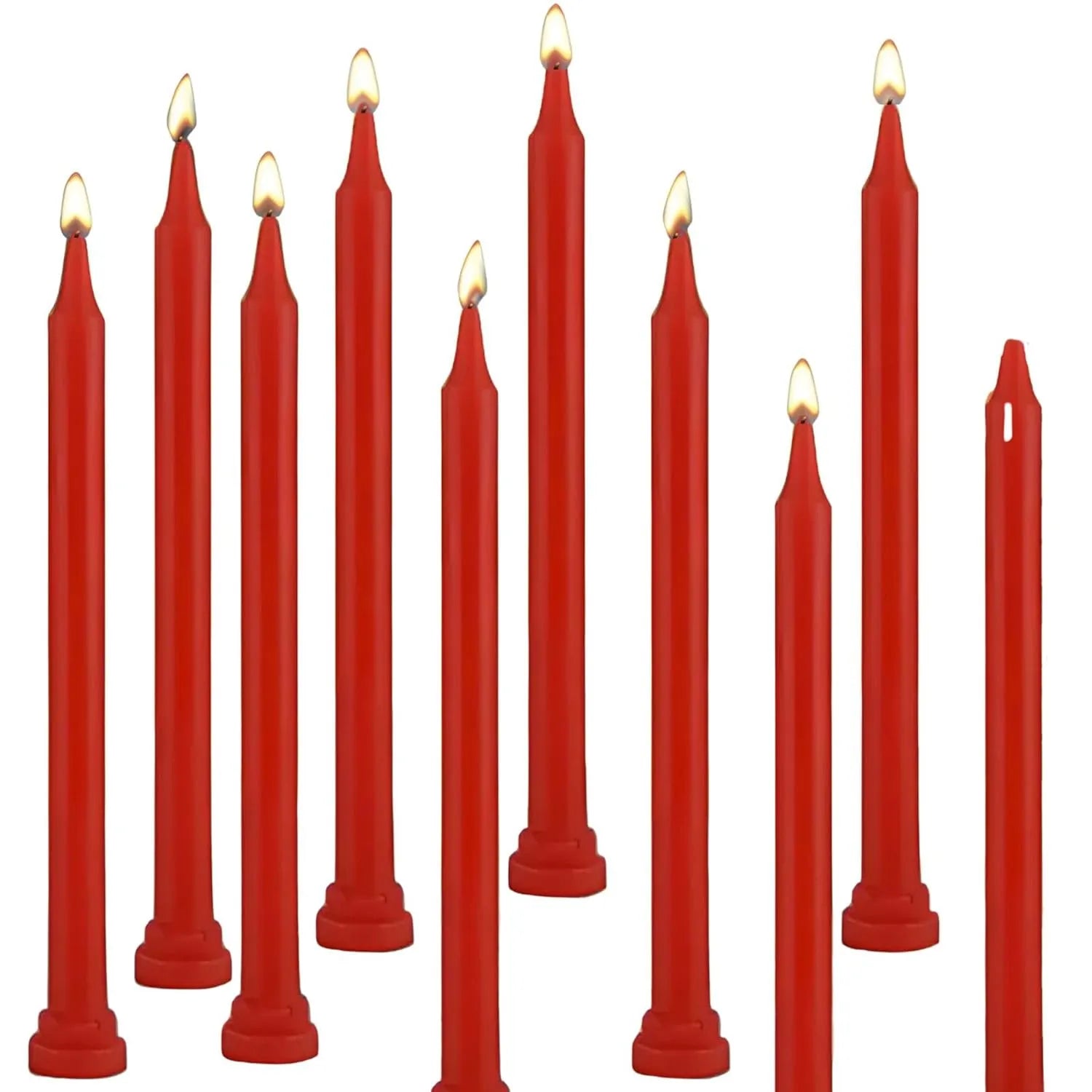 Set of 50 red taper candles long burning decorative candle set for home decor and festive use