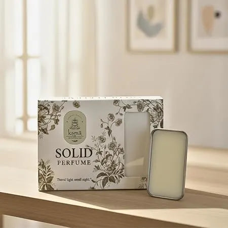 Solid perfume british oud scented placed on minimal background