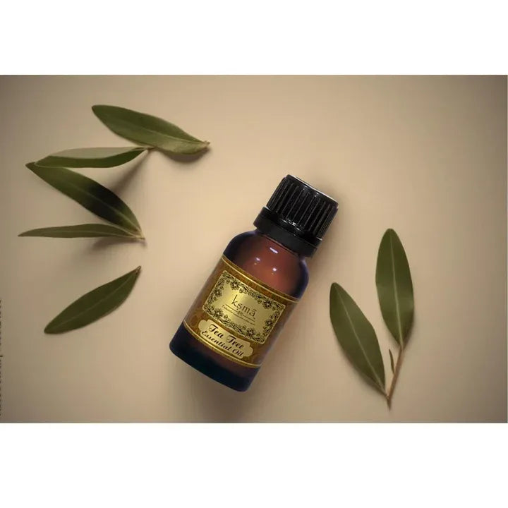 Tea tree essential oil in white bottle for daily use