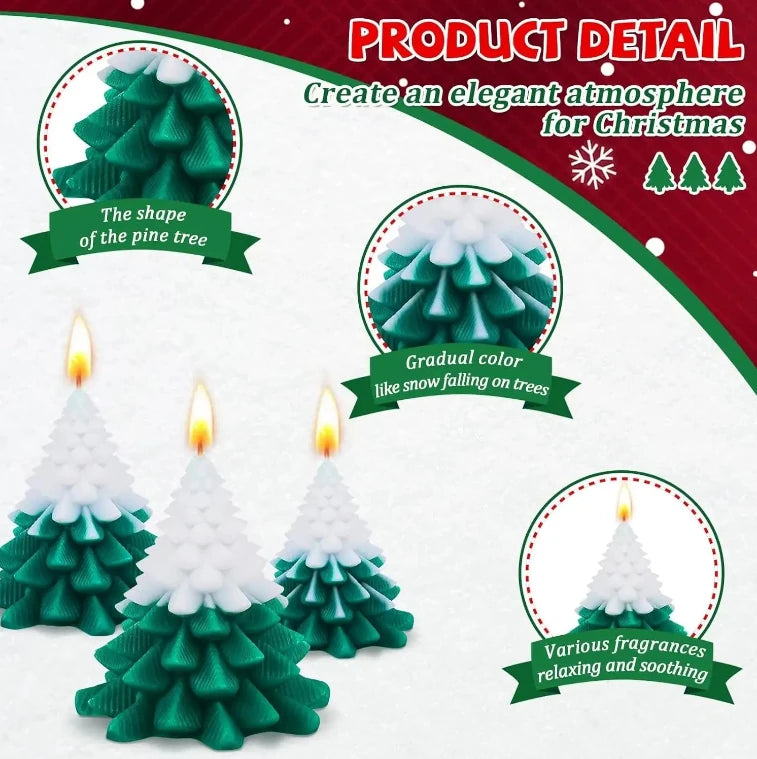 Set of two tree candles in white and green color