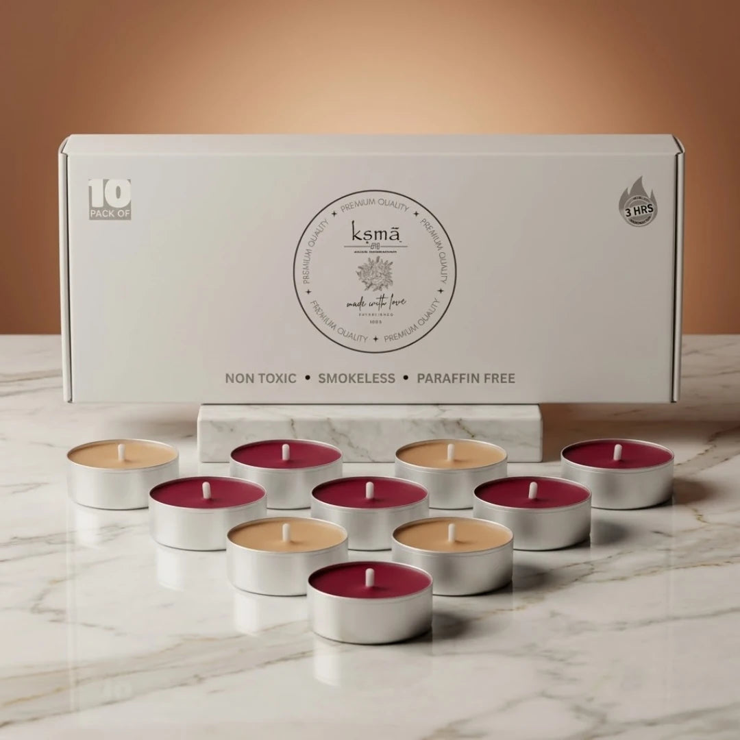 Set of 10 vanilla fragrance tealight candles with box packaging