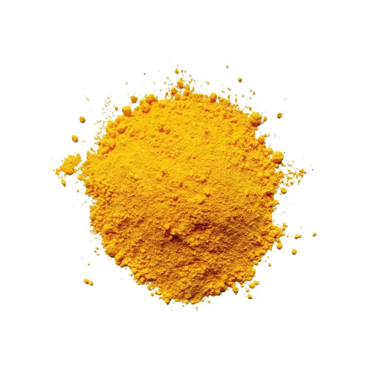 Close up of yellow pigment powder used for wax color mixing